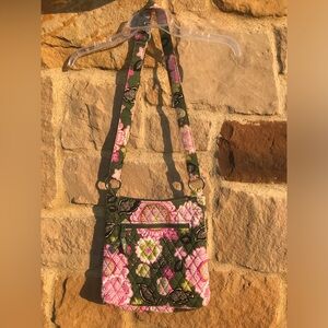 Vera Bradley crossbody bag, great condition, green/pink/white